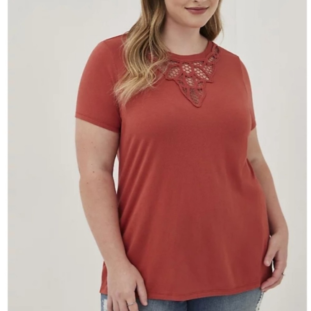 Torrid Classic Fit Cotton Modal Crochet Neck Tee 2X(18/20W) NWT